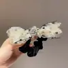 Elástico de Cabelo de Rede com Bolinhas e Strass Elegante, Estilo Coreano Dongdaemun, Novo Acessório de Cabelo Doce e Estiloso