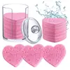 Venta Directa de Fábrica Esponja Limpiadora de Pulpa de Madera Natural y Algodón Biodegradable Forma de Corazón Herramienta Limpiadora Facial y Removedora de Maquillaje