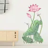 Nuevas pegatinas de pared LD94006 con diseño de libélula de loto y viento fresco, autoadhesivas, para dormitorio, pasillo y decoración del hogar