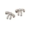 Pendientes de Aro con Lazo de Circonita Super Flash, Lujo Ligero y Elegantes, Pendientes de Lazo Sencillos Llenos de Diamantes, Lujo Ligero y de Gama Alta para Mujeres