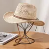 Sombrero de Mezclilla Tejido Hueco Nuevo Estilo Transfronterizo para Hombres y Mujeres, Sombrilla de Ala Ancha para Vacaciones en la Playa al Aire Libre, Protección Solar, Sombrero de Paja Transpirable