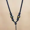 Cordón Tejido Hecho a Mano de Oro y Jade para Colgante de Mujer, Cordón para Collar con Colgante de Ágata de los Doce Signos del Zodiaco para Hombre