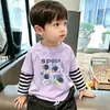 Camiseta de manga larga de dos piezas de imitación para niños, nuevo modelo de principios de otoño 2026, top de algodón puro para primavera y otoño, camiseta interior para niños mayores