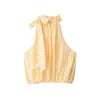 Ropa de Verano para Mujer Estilo Europeo y Americano, Top sin Mangas Halter Rayado con Relleno y Decoración de Moño, Otros Colores como se Muestra