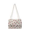 Bolsa Cruzada de Tela Ligera con Cadena para Hombro, Estilo Casual, Nueva para Primavera y Verano 2024, con Rayas, Terciopelo, Estampado Floral, Bolsa Grande para Mujer