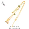 Tienda de Oro Mismo Estilo Collar de Moño Chapado en Oro Incrustado de Diamantes, Cadena para Clavícula con Colgante de Esmeralda de Imitación de Lujo Ligero de Moda para Mujer