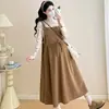 Nuevo Conjunto de Maternidad Otoño/Invierno 2026 Camiseta Base de Capa Interior + Falda de Tirantes Holgada Adelgazante