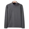 Tops de Outono e Inverno Veludo Alemão Gola Média Veludo Dupla Face Ajuste Slim Camada de Base Interna Quente Camiseta Masculina de Manga Comprida Atacado