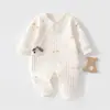 Mameluco térmico de mariposa de tres capas para recién nacido, mameluco de bebé sin costuras con botones a presión, mameluco de Clase A amigable con la piel para otoño e invierno