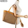 Bolso de mano informal para mujer, bandolera de lona impermeable con primera capa de piel auténtica, bolso de hombro de color liso, rebosante