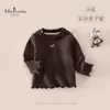 Nova Coleção de Outono Roupa para Bebês Meninas Classe A Cor Sólida Borboleta Bordada Roupa para Menina Bebê Amiga da Pele Confortável Camiseta de Manga Longa