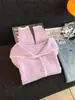 Guangzhou Treze Linhas Bestseller de Alta Qualidade~Estilo Casual Grosso Roxo Gola Reversível Cardigan de Tricô Casaco Suéter para Mulheres Outono Inverno