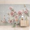 Cabecero de Dormitorio Moderno Sencillo Tela de Pared con Fondo Floral Papel Tapiz Decorativo para Sala de Estar Sofá Diseño de Relieve Tridimensional 3D