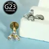 Joias de Piercing de Moda Vendidas Quentes em Fronteira Titânio Astm-F136 Barra Reta Rosca Interna Formato de Flor Stud de Lábio Stud de Cartilagem de Orelha