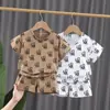 Estilo Nuevo de Verano Conjunto para Niños Niños Estilo Coreano Moda Casual Versátil Elegante Conjunto de Dos Piezas Top de Manga Corta Moderno