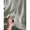 Cardigã de malha com gola alta estilo japonês e zíper duplo, suéter jacquard texturizado masculino de caimento solto com ombros caídos, peça de outer wear casual para sobreposição