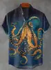 Camisa masculina de manga curta com gola alta, nova, europeia e americana, com estampa digital em linho de bambu, casual e versátil