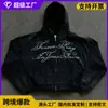 Estilo Callejero Cool Europeo y Americano Gótico Oscuro Punk Estampado de Letras Sudadera con Capucha Holgada Unisex
