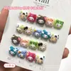 Joias para Unhas Artísticas Gato Kt de Chapéu Popular Desenho Animado Cabeça de Gatinho de Resina Vermelho Rosa Azul Diamante para Unhas DIY Usável Acessórios