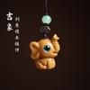 Sándalo verde pequeño elefante auspicioso diy llavero creativo colgante tallado en madera de sándalo rojo colgante cadena para colgar bolsa de teléfono móvil regalo