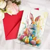 Tarjeta de Saludo de Pascua Nueva Transfronteriza con Juego de Sobres, Tarjeta de Mensaje Creativa con Elementos de Conejito, Huevo y Pascua
