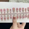 Uñas prefabricadas de tulipán, puntas de uñas prefabricadas, divididas por tamaño, no necesitan limado, plegables, pegatinas de uñas sin costuras, puntas de uñas desmontables con purpurina estilo francés