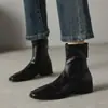 Versión de cuero suave~Botines de tacón grueso estilo Maillard para mujer 2026 botas de cuero tacones altos Botas Martin botas ajustadas para mujer