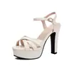 Nuevos Zapatos Europeos y Americanos para Mujer Sandalias de Tira Cruzada Punta Abierta Plataforma de Suela Gruesa Tacones Altos Zapatos para Discoteca 40-43 Talla Grande Exportación