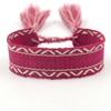 Pulsera de Cinta Tejida Estilo Étnico con Texto Bordado y Borlas, Pulsera Trenzada DIY, Diseño Simple, 104 Colores Disponibles, Pulsera Estilo Europeo y Americano