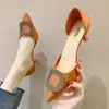 Zapatos de tacón alto de punta para mujer, nuevo estilo de hada versátiles de tacón medio de corte bajo stiletto huecos para mujer, primavera-verano 2026