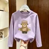 Camiseta Infantil de Algodão Puro com Gola Redonda e Manga Longa para Primavera e Outono, Solta e Estilosa para Meninos Mais Velhos, Top Versátil com Estampa de Desenho Animado