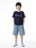 DK Roupas Infantis 26 Estilo Verão Retrô Americano Meninos Meninas Solto Algodão Puro Manga Curta Roupa Pai-Filho Infantil Top Casual Camiseta