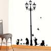 Pegatinas de pared de gato D de moda bajo la farola para sala de estar, dormitorio, pasillo, habitación de niños, diseño de fondo ZY030P