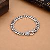 Pulsera de Moda Personalizada para Hombre con Mantra de Seis Sílabas, Hebilla de Clip, Plata Retro, Cadena Lateral, Cadena Boss Distressed