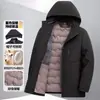 Jaqueta de Algodão com Enchimento de Lã e Seda de Leite 2026, Modelo Novo, com Capuz Removível, Casaco Masculino de Algodão Business Casual, Roupa de Exterior Masculina Quente