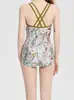 Maiô de Peça Única com Estampa Floral Racing de Novo Estilo, Alças Duplas, Moda Verão Nova, Estilo Menina Quente, Maiô Emagrecedor para Mulheres