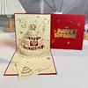 Tarjeta de Felicitación Creativa de Gama Alta con Pop-Up 3D, Estampado Dorado, Pastel de Cumpleaños, Música, Luces, Tarjeta con Purpurina, Regalo de Bendición