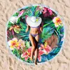 Toalha de Praia Redonda de Microfibra Estampada Transfronteiriça com Franjas, Proteção Solar à Beira-Mar, Toalha de Banho de Secagem Rápida, Toalha Esportiva para Adulto