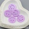 Colgante llavero de acrílico de color sólido de 24 mm con esmalte, plano, de doble cara con cara sonriente, accesorios de joyería hechos a mano DIY