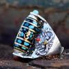 Anillo Xiangxu Tianzhu de Nueve Ojos Estilo Tibetano para Hombres y Mujeres KuiNiu Dapeng Taotie Anillo de Dedo Índice Retro con Mantra de Seis Caracteres