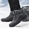 Botas de nieve antideslizantes para senderismo transfronterizo de talla grande para hombre, zapatillas gruesas con forro polar, botas altas de algodón cálidas, resistentes al frío e impermeables para hombre.