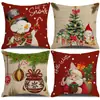 Capas de almofada de Natal outono e inverno transfronteiriças, capas de almofada de sofá, almofadas decorativas de linho estampadas, atmosfera de Natal no atacado