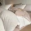 Juego de Cuatro Piezas Jacquard de Chenilla Cepillada 100% Algodón Ropa de Cama Cálida para Otoño e Invierno Funda de Edredón de Algodón Puro Sábana Plana Sábana Ajustable