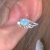 Aretes de Clip Alas de Cristal para Mujer Aretes 2025 Nuevo Estilo Caliente Clip para la Oreja Lujo Ligero Sensación de Alta Gama Aretes Nicho
