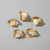 Moda Transfronteriza Europea y Americana Anillo Simple de Aleación con Perla Irregular Conjunto de Anillos Geométricos Apilables Retro