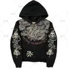 Otoño 2025 Nuevo Venta Directa Transfronteriza Retro Americano Gótico Hip-Hop Manga Larga Sudadera 3D Holgada con Capucha Deportiva