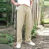 Nuevos Pantalones Largos de Verano Pantalones de Playa con Bolsillo Cordón Diseño de Cordón Elástico, Pantalones Largos Casuales Simples Transpirables Moda
