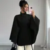 Ropa Femenina Transfronteriza Europea y Americana 2026 Elegante Diseño con Cuello Alto y Cinturón Estilo Capa Abrigo de Lana