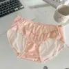 Panty de Encaje Hongxuan de Seda Hielo para Mujer con Refuerzo de Algodón, Malla Transparente, Plisado de Color Contrastante, Braguita de Encaje Puro para Mujer