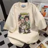 Diseño de Nicho Patrón de Graffiti Estampado de Letras Marca de Moda Camiseta de Manga Corta Verano 2026 Nuevo Top Holgado Ins